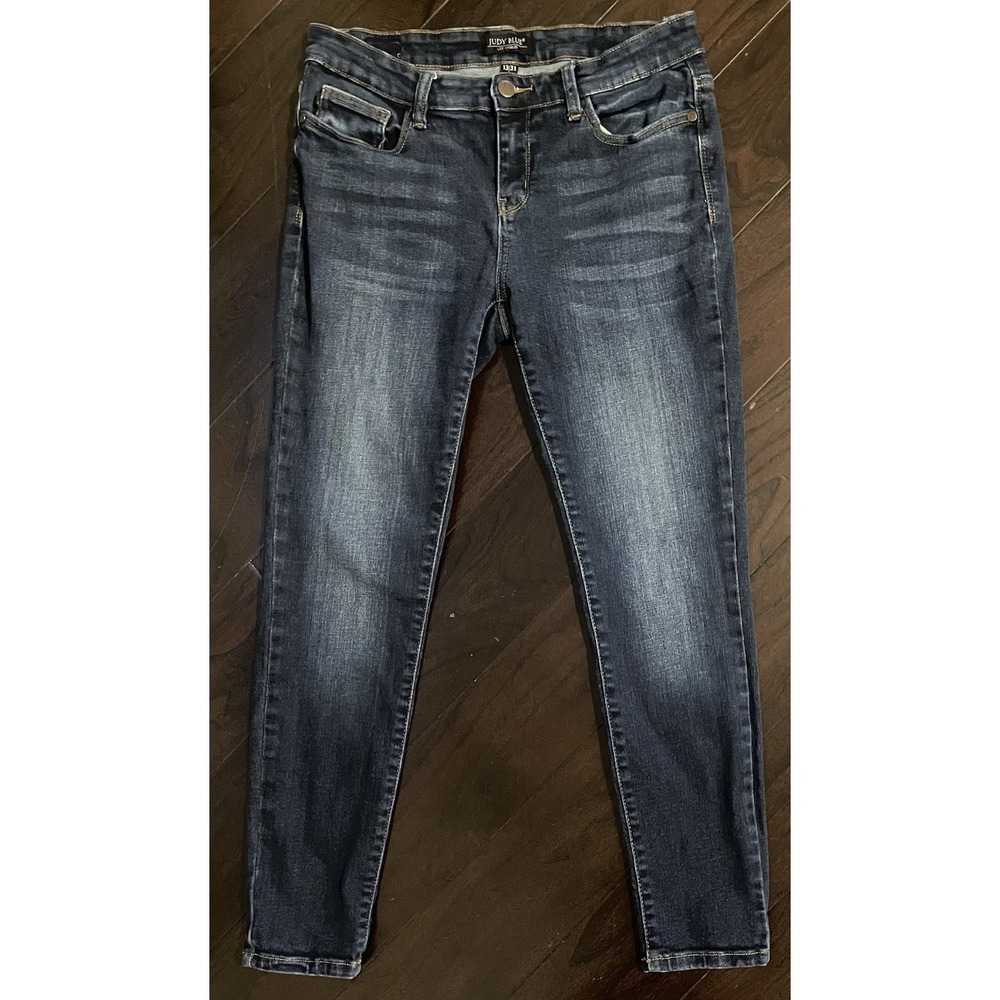 Judy Blue Skinny Jeans Women 13/31 Dark Wash Whiskered Stretch Modern Versatile